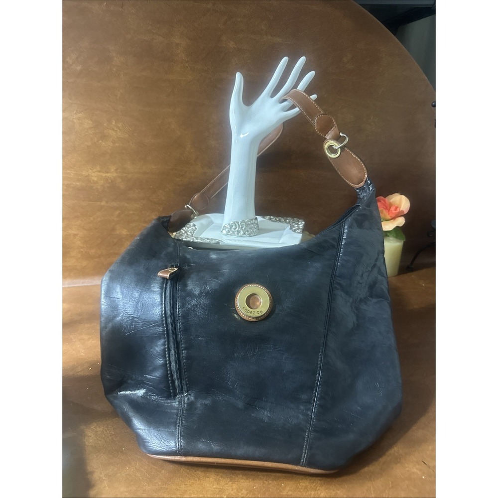 Vtg Capezio Black Shoulder Bag Large Vintage Leather 90's